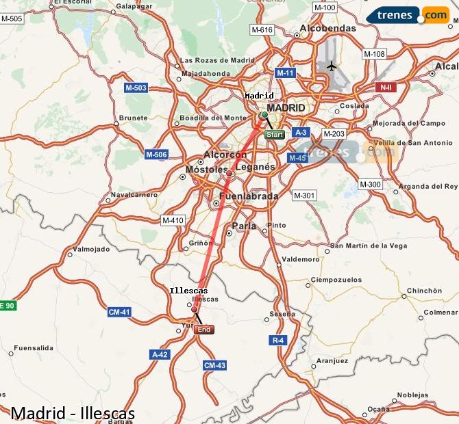 Ampliar mapa Trenes Madrid Illescas