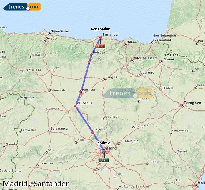 Enlarge map Trains Madrid to Santander