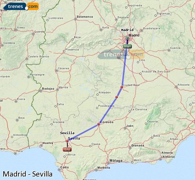 Enlarge map Trains Madrid to Seville