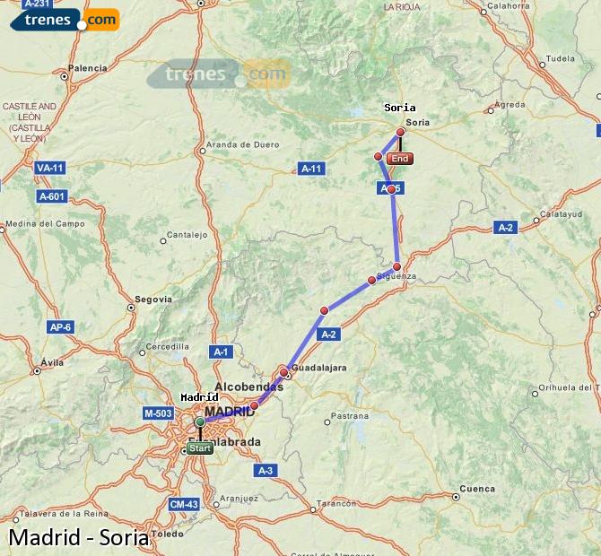 Ampliar mapa Trenes Madrid Soria