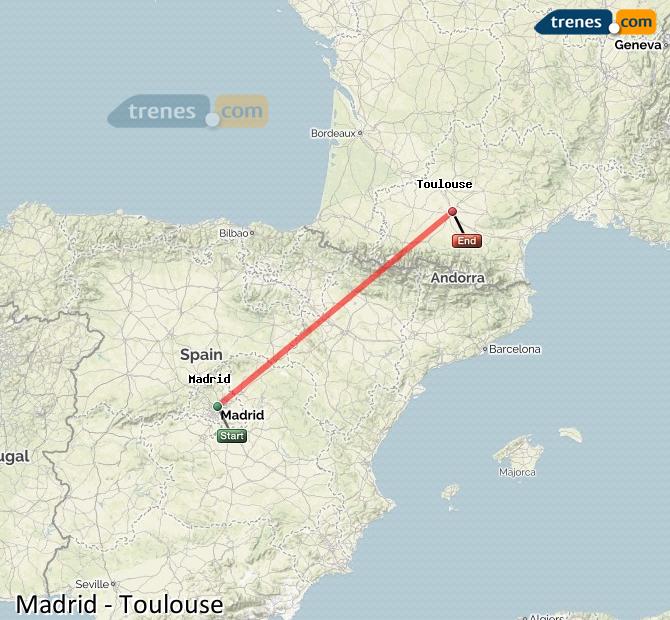 Ampliar mapa Trenes Madrid Toulouse