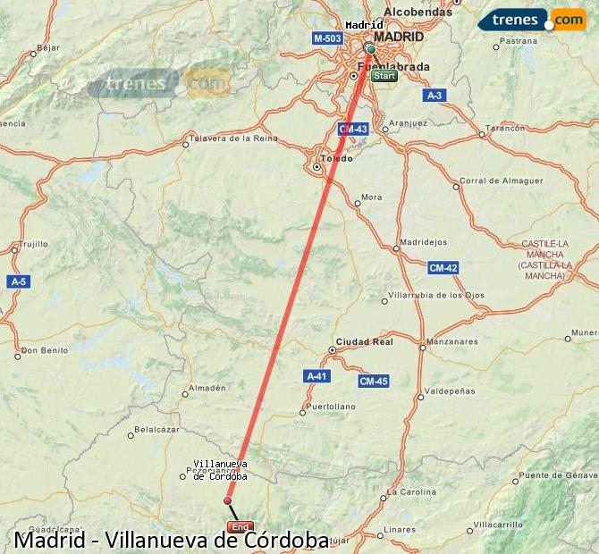 Ampliar mapa Trenes Madrid Villanueva de Córdoba