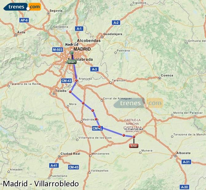 Ampliar mapa Trenes Madrid Villarrobledo