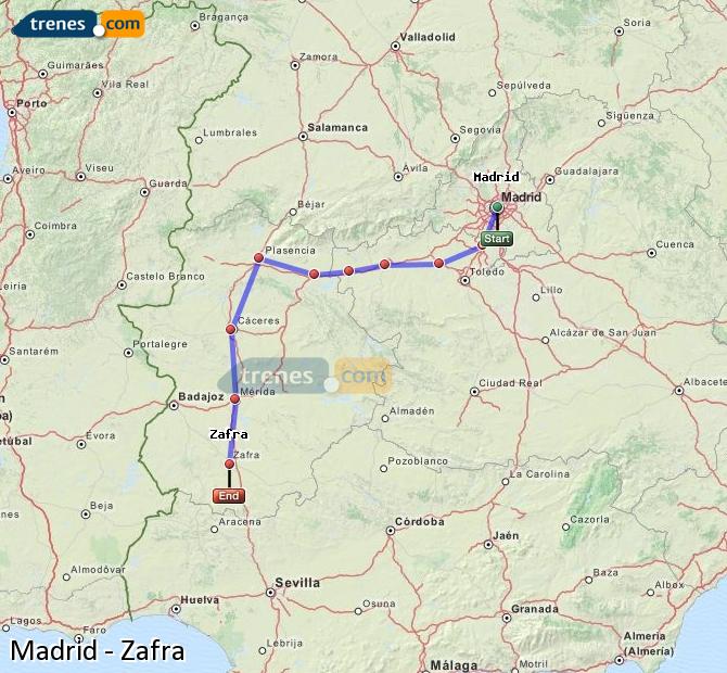 Ampliar mapa Trenes Madrid Zafra
