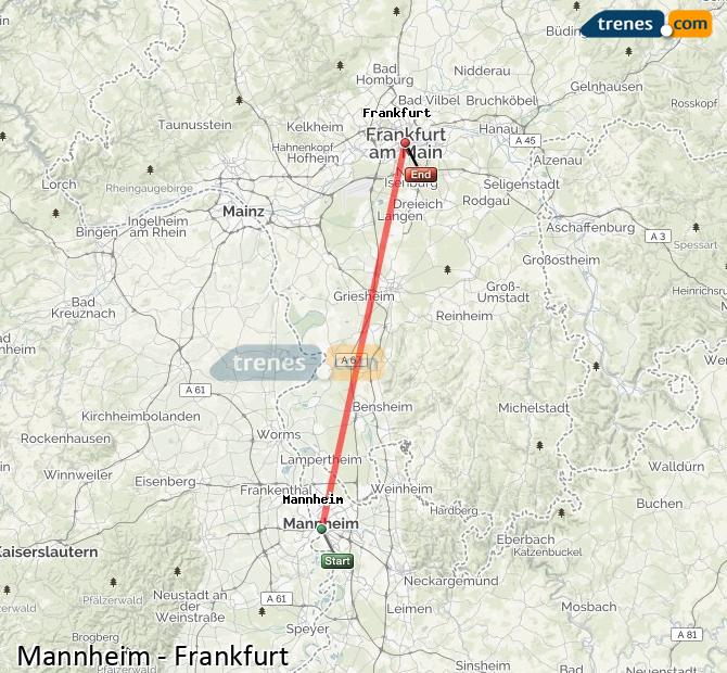Agrandir la carte Trains Mannheim Francfort