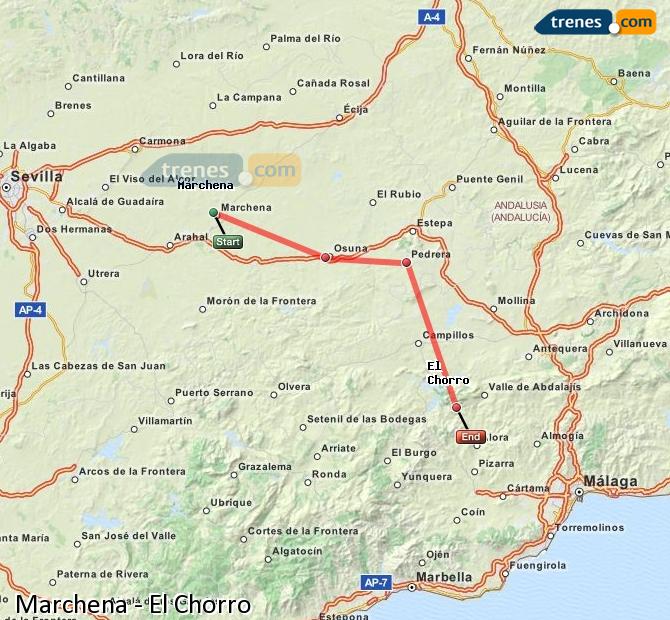 Cheap Marchena to El Chorro trains, tickets from 11,50 € Cheap Marchena to El Chorro trains, tickets from 11,50 €