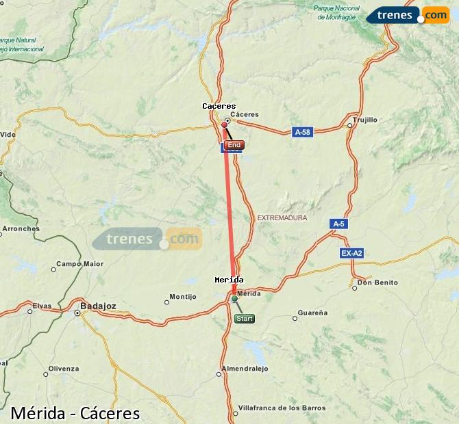 Ampliar mapa Trenes Mérida Cáceres