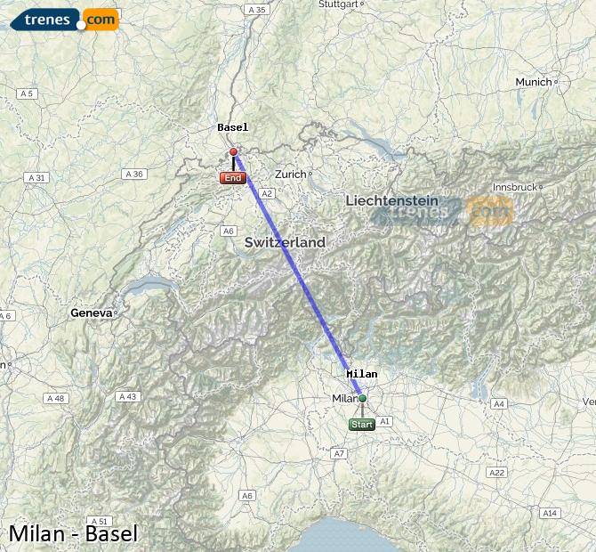 Ampliar mapa Trenes Milan Basel