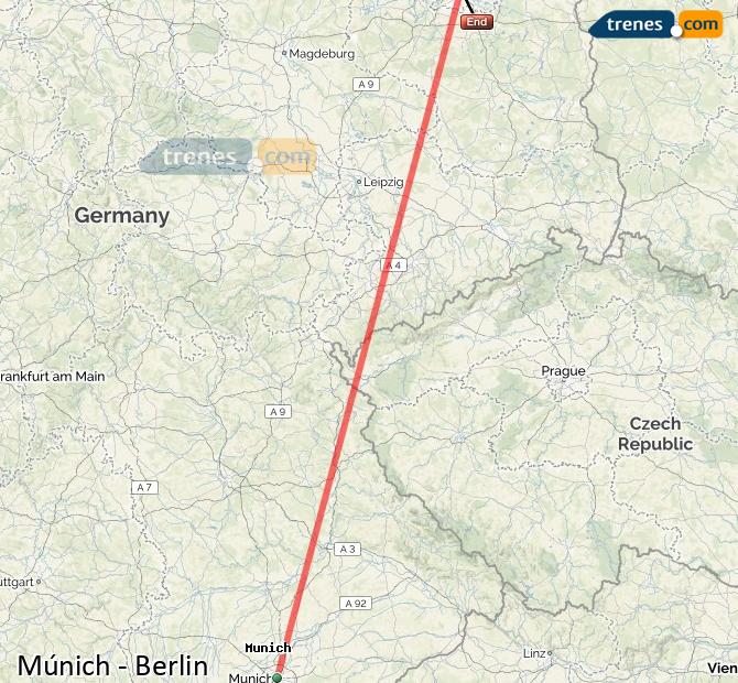 Agrandir la carte Trains Munich Berlin