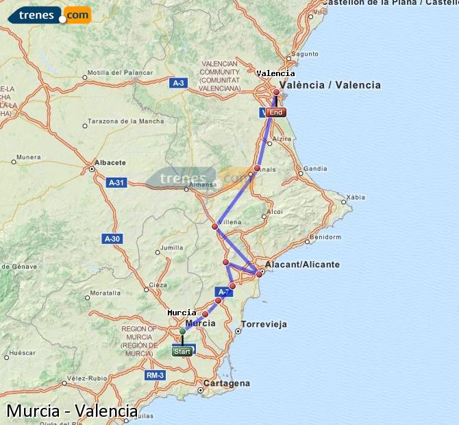 Train Murcia to Valencia