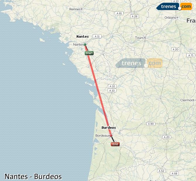 Ampliar mapa Trenes Nantes Burdeos