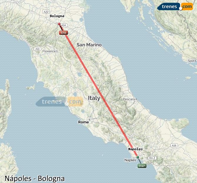 Train Napoli (Nápoles) to Bologna (Bolonia)