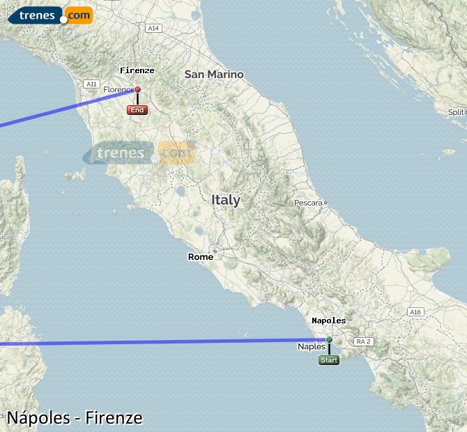 Ingrandisci la mappa Treni Napoli Firenze
