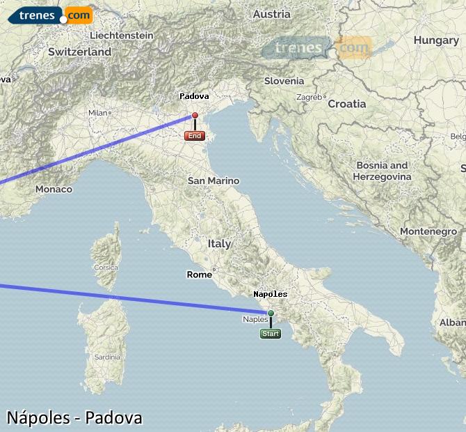 Ingrandisci la mappa Treni Napoli Padova