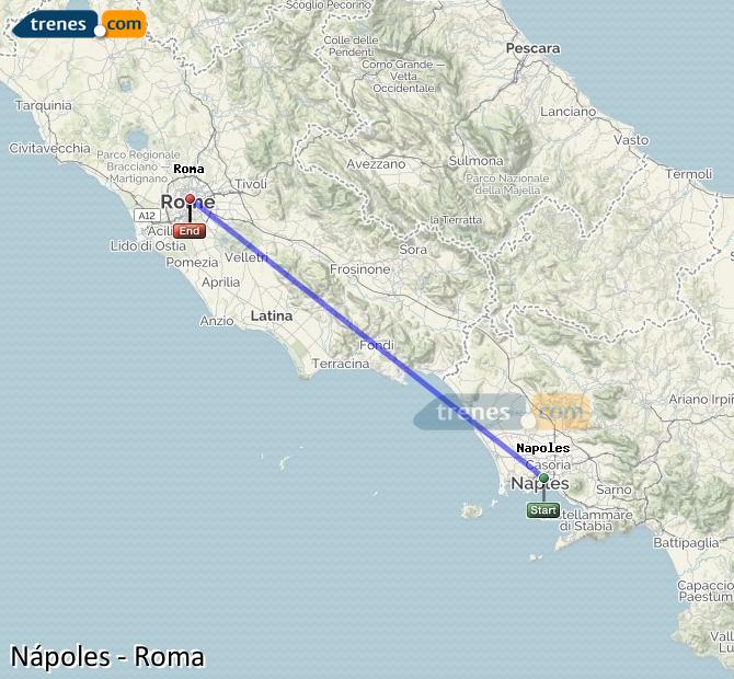 Ampliar mapa Comboios Nápoles Roma