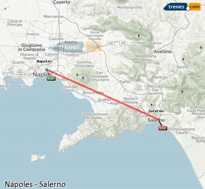 Ampliar mapa Trenes Nápoles Salerno