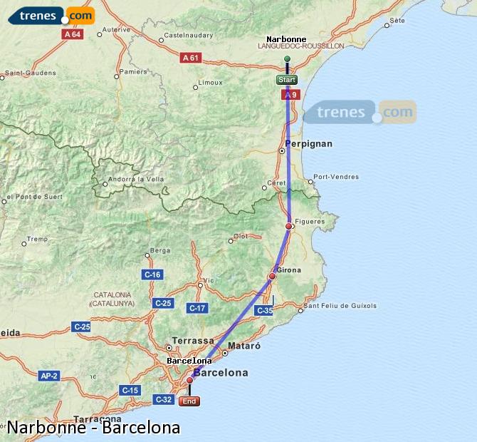 Train Narbonne (Narbona) Barcelona