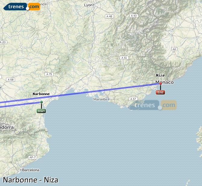 Train Narbonne (Narbona) Nice (Niza)