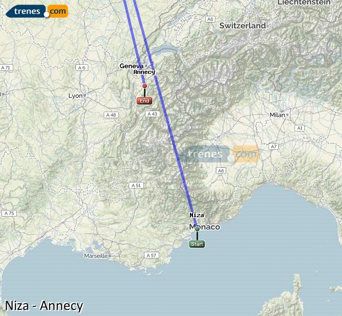 Train Nice (Niza) to Annecy