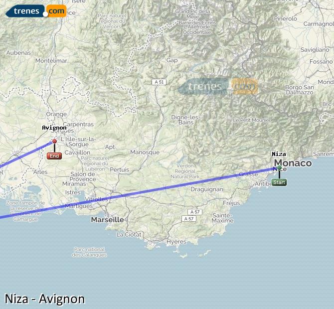 Train Nice Ville (Niza) to Avignon TGV (Aviñón)