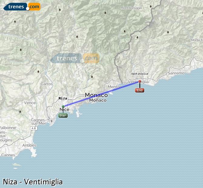 Train Nice (Niza) to Ventimiglia