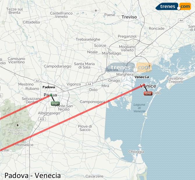 Ampliar mapa Trenes Padova Venecia