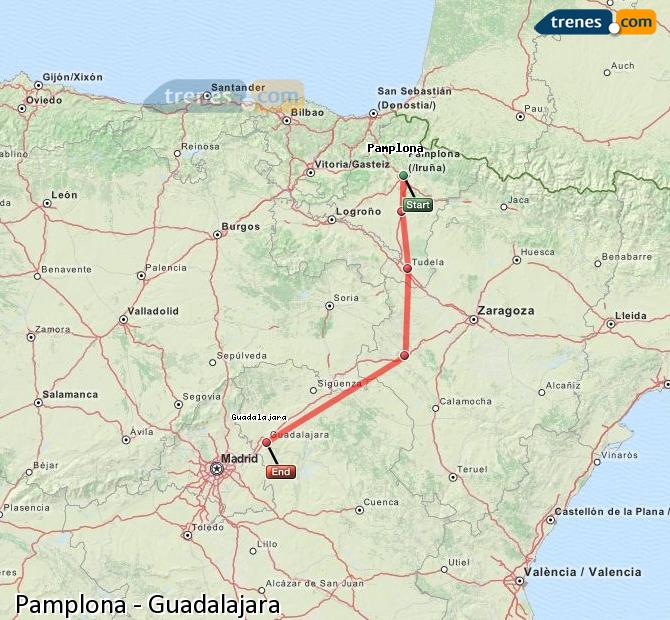 Ampliar mapa Trenes Pamplona Guadalajara