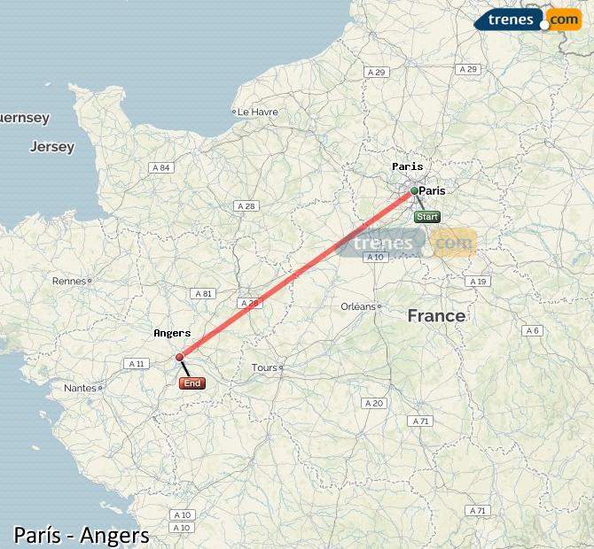 Ampliar mapa Trenes París Angers