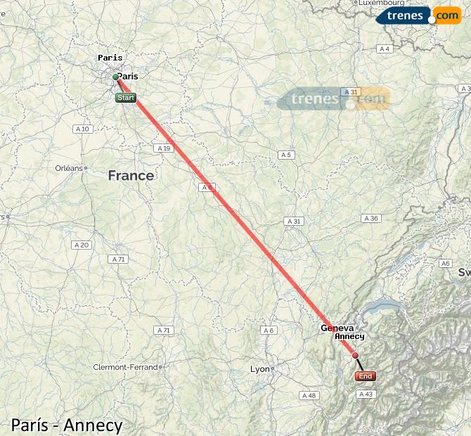 Ampliar mapa Trenes París Annecy