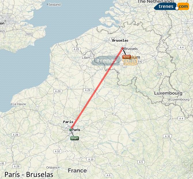 Ampliar mapa Comboios Paris Bruxelas