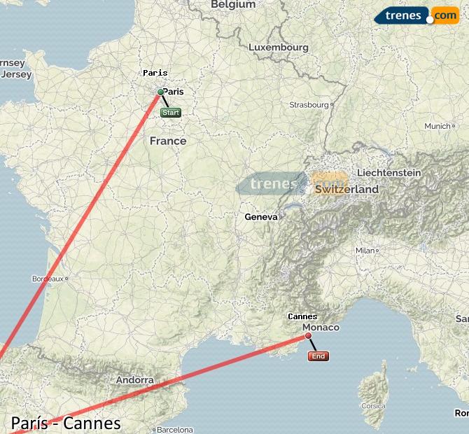 Ampliar mapa Trenes París Cannes