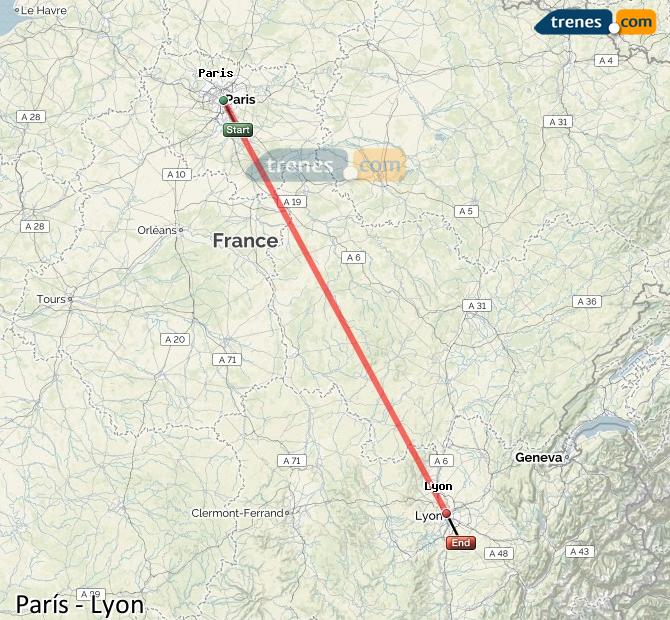Ampliar mapa Trenes París Lyon