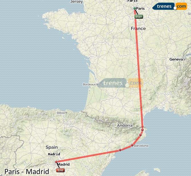 Karte vergrößern Züge Paris Madrid