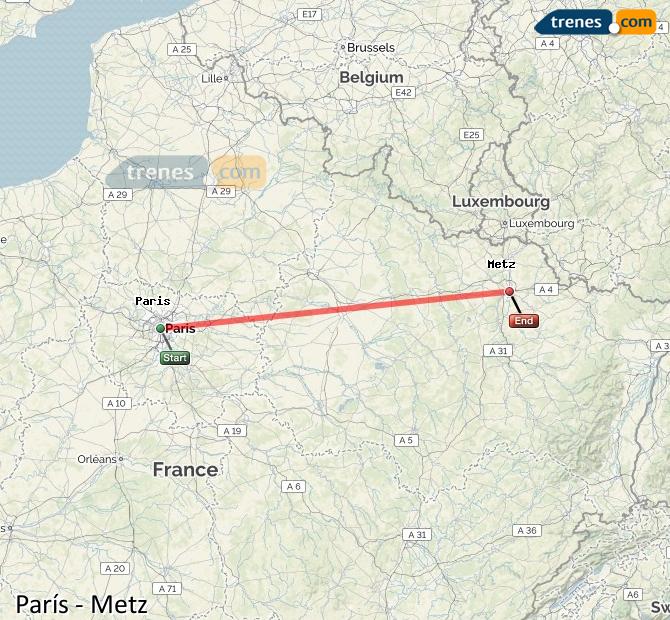 Ampliar mapa Trenes París Metz