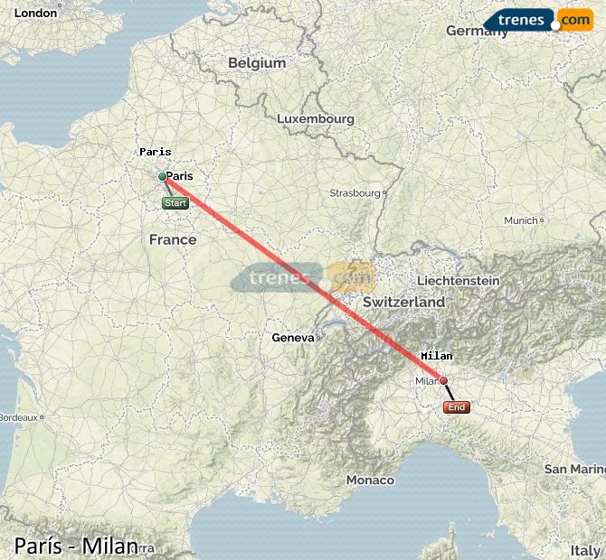 Ingrandisci la mappa Treni Parigi Milano