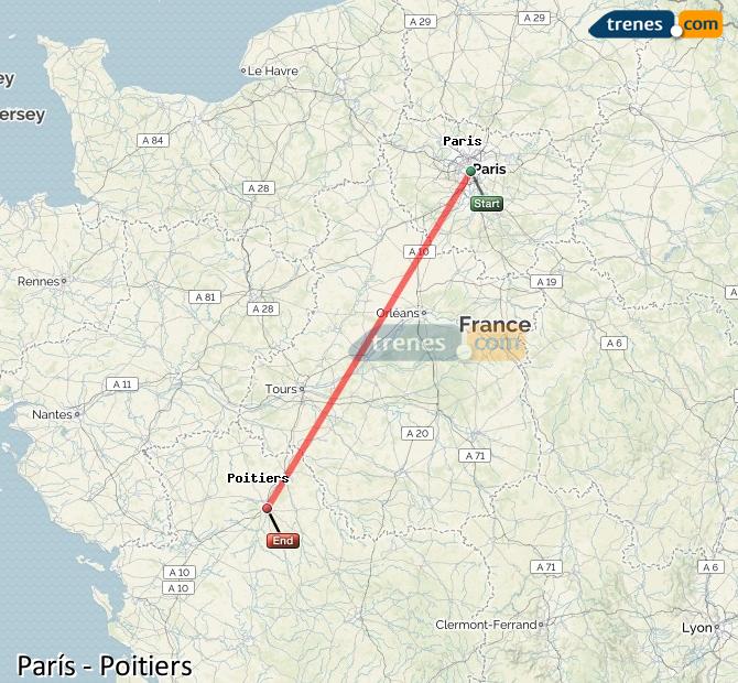 Ampliar mapa Trenes París Poitiers
