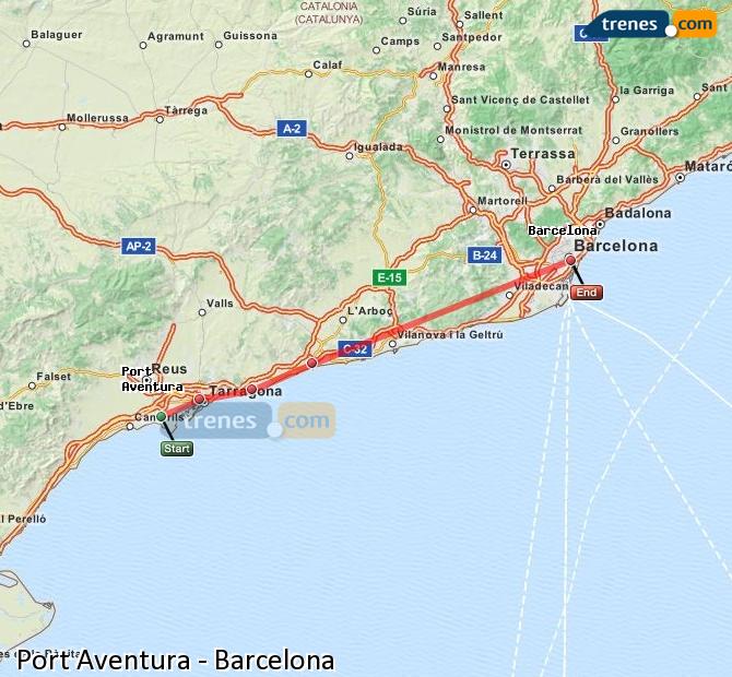 Train Port Aventura to Barcelona