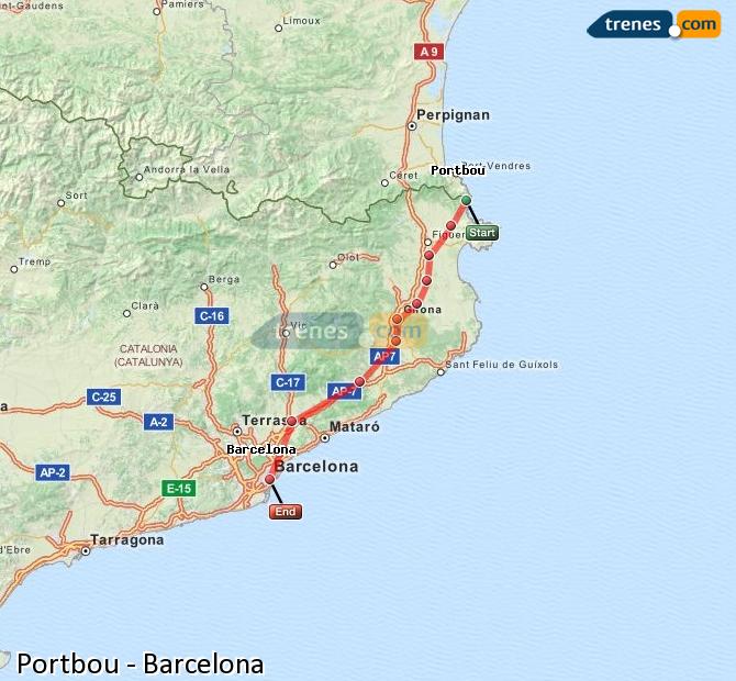 Train Portbou to Barcelona