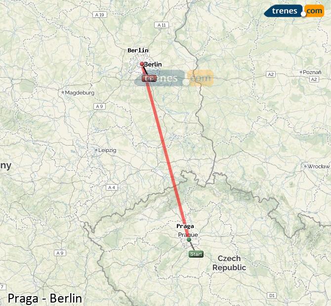 Ingrandisci la mappa Treni Praga Berlino