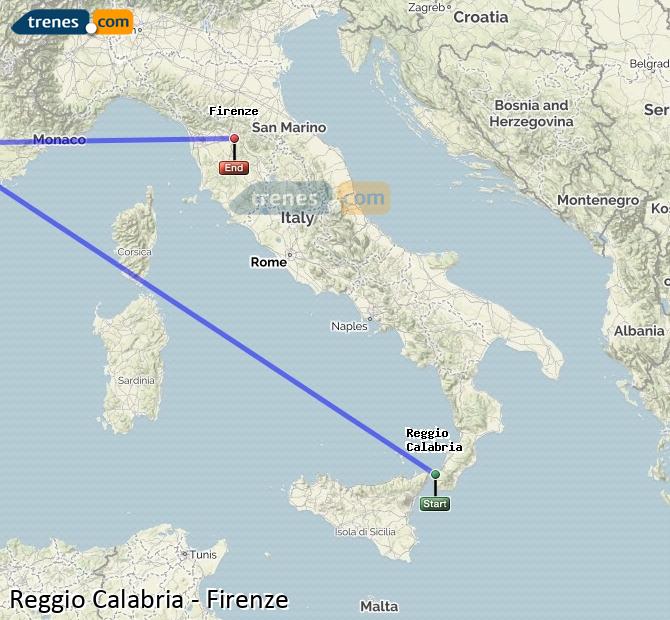 Ingrandisci la mappa Treni Reggio Calabria Firenze