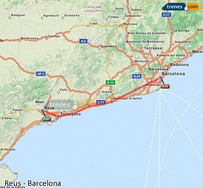 Ampliar mapa Trenes Reus Barcelona