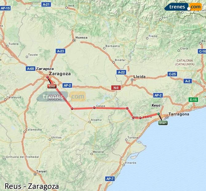 Ampliar mapa Trenes Reus Zaragoza