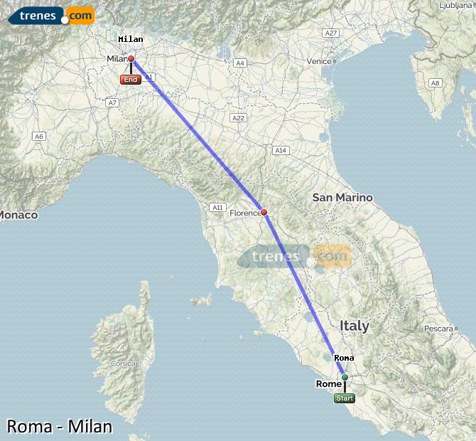 Ampliar mapa Trenes Roma Milan