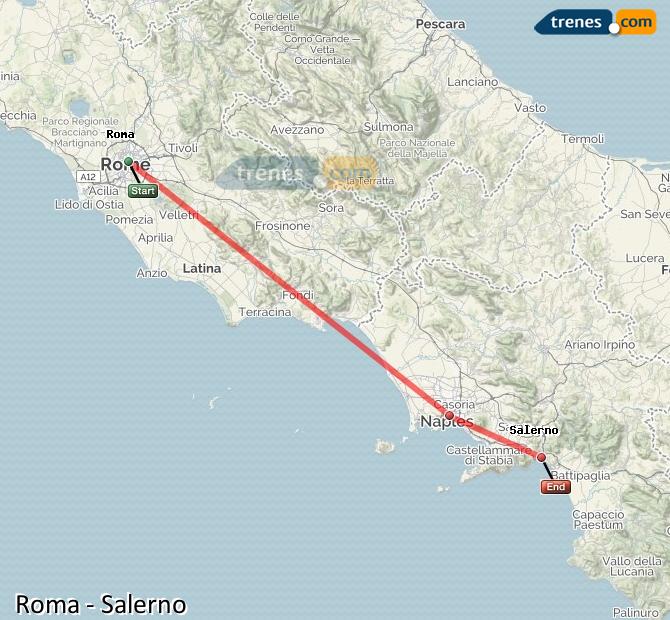 Ingrandisci la mappa Treni Roma Salerno