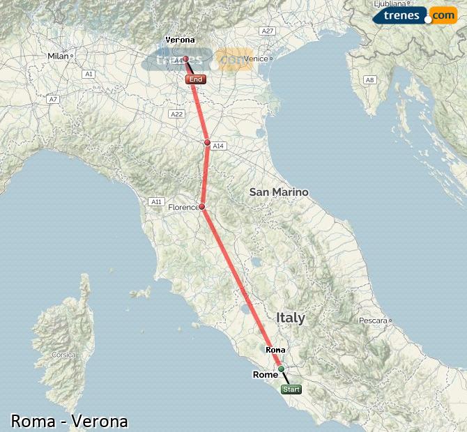 Ampliar mapa Trenes Roma Verona