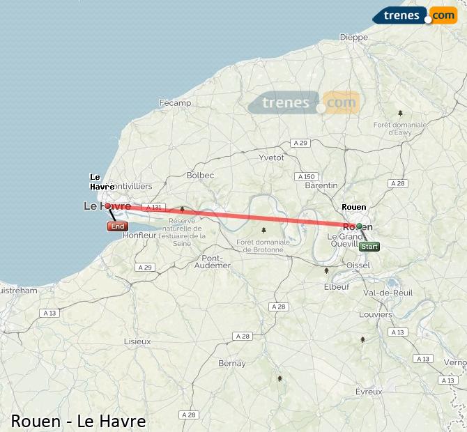 Train Rouen (Ruan) to Le Havre (El Havre)