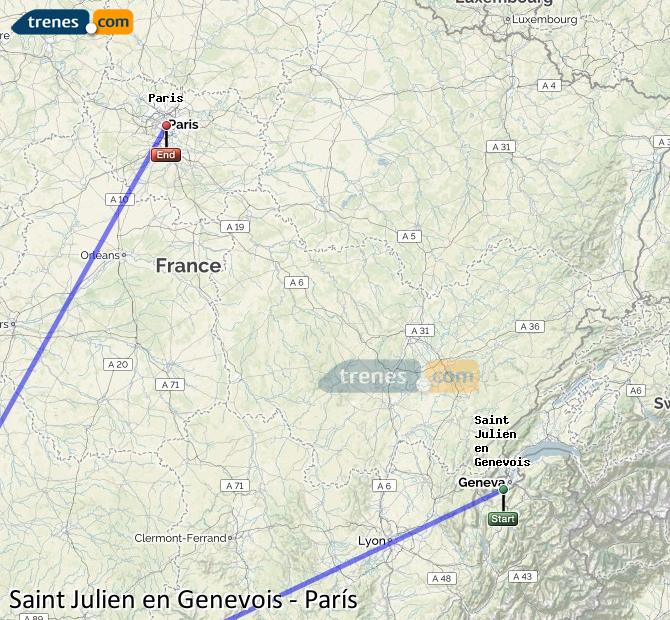 Trains SaintJulienenGenevois Paris économiques, billets à partir de
