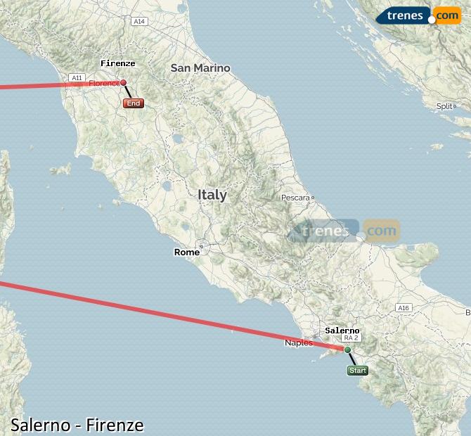 Ingrandisci la mappa Treni Salerno Firenze