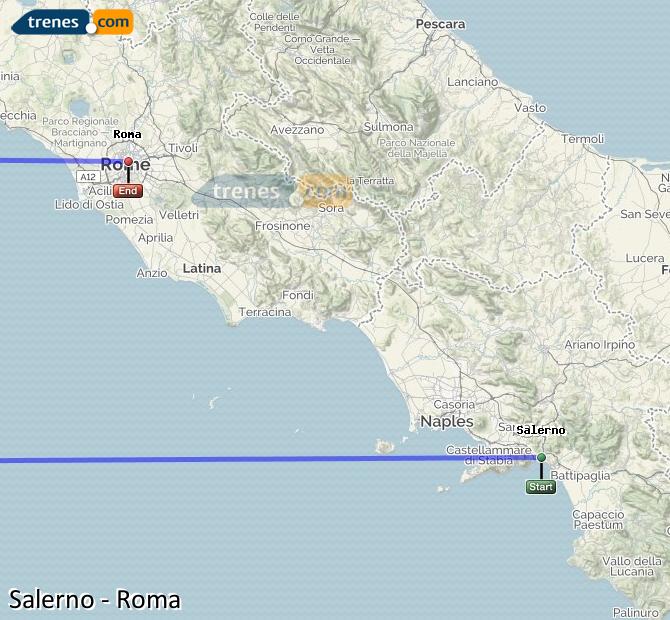 Ampliar mapa Trenes Salerno Roma