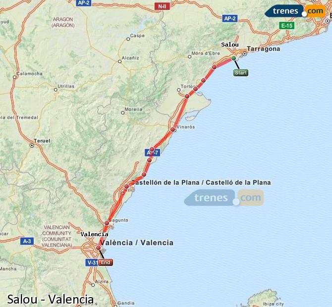 Train Salou to Valencia